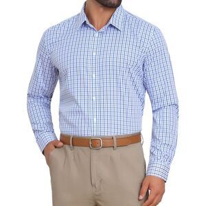 Geometric Patterns Long Sleeve Business Pattern Dress Shirts Blue Gray